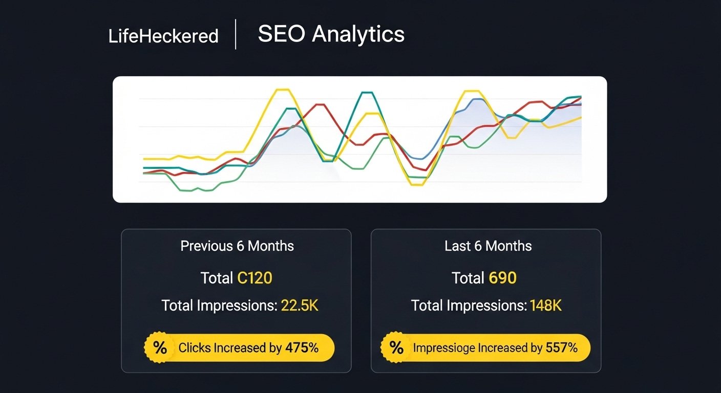 LifeHeckered SEO Revamp & 6-Month Organic Growth Boost LifeHeckered SEO Revamp & 6-Month Organic Growth Boost